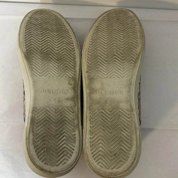 J/Slides Python Snake Print Tan Brown Faux Leather Low Top Slip On Sneakers Size - Picture 6 of 9